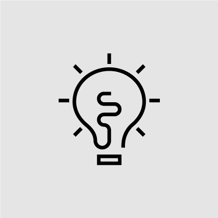 Ikon som illustrerar en glödlampa.